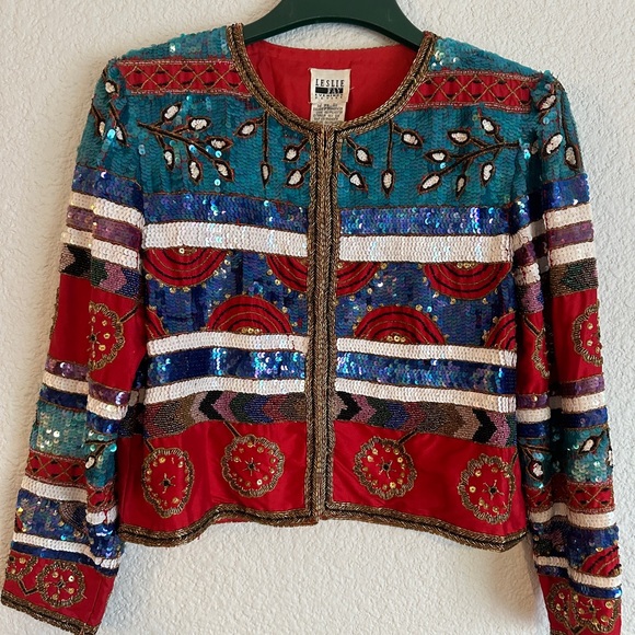 Vintage Lesley Fay Evenings sequin jacket size PL - Picture 1 of 8